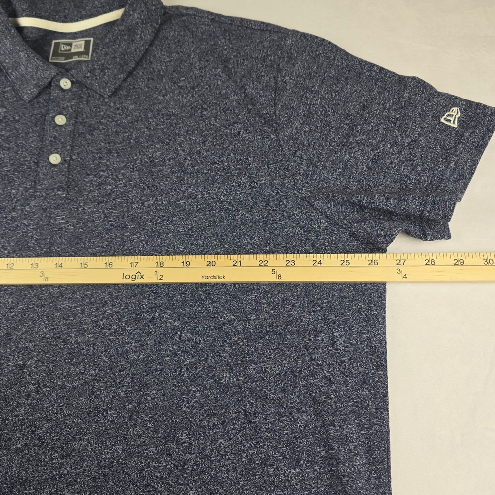 New Era Mens 2XL Blue Heather Polo Shirt Short Sleeve Logo‎ Casual Golf - Picture 6 of 9
